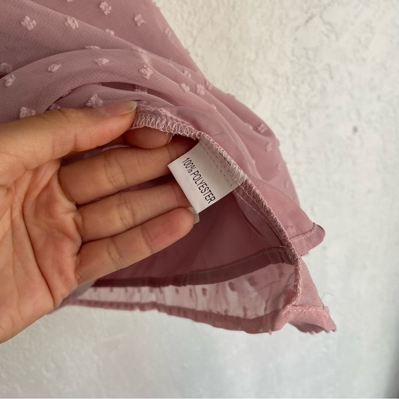 Zeagoo Swiss Dot Lace Trim Blouse Mauve Pink Size Small NWT - Picture 7 of 10